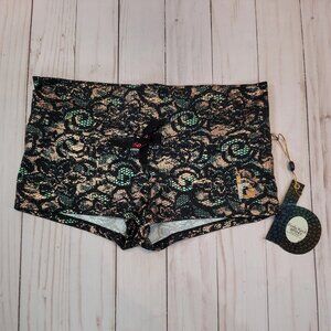 Body Rock by Kelly Dooley Booty Athletic Shorts Mint Lace Black Size XS